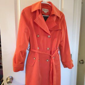 MICHAEL KORS 2 Layer Trench Coat Detachable wool lining Orange XS w/ Belt
